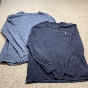 Polo Ralph Lauren T-Shirt Mens XL Blue Bundle Long Sleeve Pony Logo Heathered